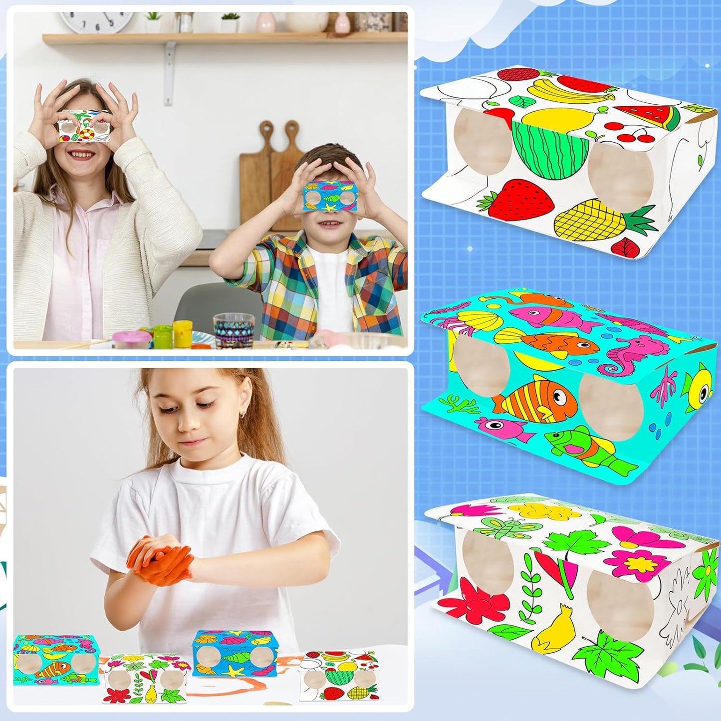 WorldBazaar Coloring Binoculars Crafts for Kids 12 Pack End of Year Gifts Make Your Own Paper Binocular DIY Art Craft Toys Boys Girls Birthday Summer Camping Party Supplies Class Activity