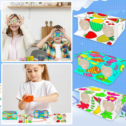 WorldBazaar Coloring Binoculars Crafts for Kids 12 Pack End of Year Gifts Make Your Own Paper Binocular DIY Art Craft Toys Boys Girls Birthday Summer Camping Party Supplies Class Activity