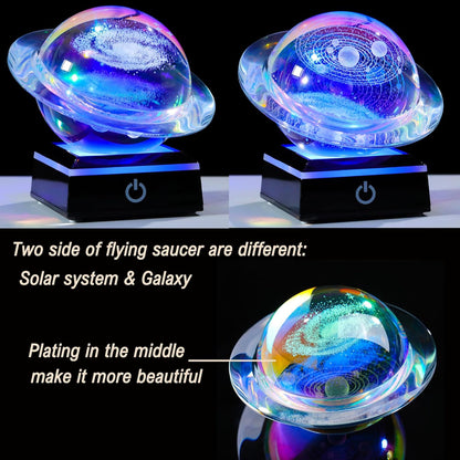 3d Solar System Model Crystal Ball 80mm 3.15inch - Outer Space Astronomy Gifts Room Decor Crystal Sphere Unique Gifts For Men Him Best Birthday Dad Physics Science Teacher Night Light Planet Lamp