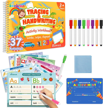 Baobrava Search and Find Book and Handwriting Practice Books Set, More Than 50+ Preschool Learning Activities for Toddler and Kids 3-8, Travel Games for Road Trip Car Airplane