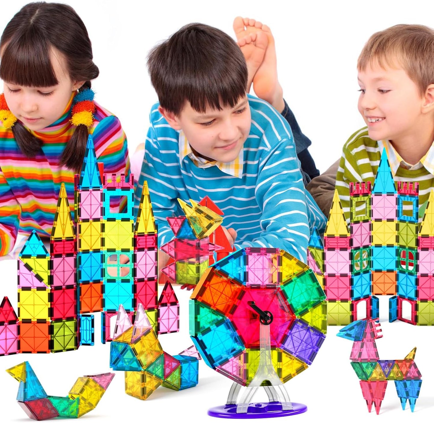 Jasonwell 110PCS Magnetic Tiles Building Blocks Set for Boys Girls Preschool Educational Magnet Construction Kit Stacking STEM Toys Christmas Birthday Gifts for Kids Toddlers 3 4 5 6 7 8 9 + Year Old