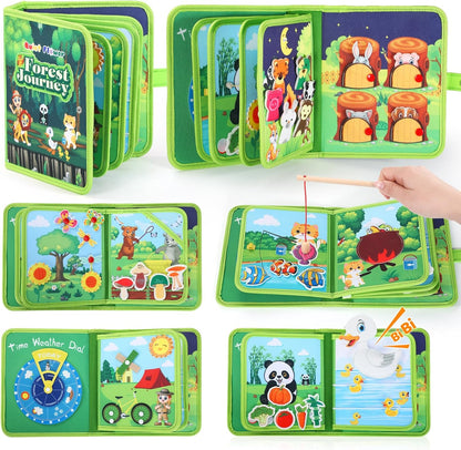 Toddler Busy Board for 1 Year Old, Montessori Toy Sensory Busy Book for Toddler 1-3 Fishing Game Fine Motor Skill, Learning Car Ride Airplane Activities Travel Essential 2-4 Birthday Gift for Boy Girl