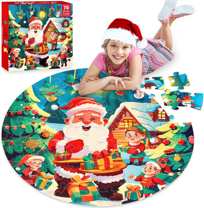 Jigsaw Floor Puzzles for Kids Games - Christmas 70 Pieces Large Toddler Puzzles for Girls Boys Ages 3 4 5 6 7 8 Years Old - Educational Toys for Unicorn Activity Birthday Christmas