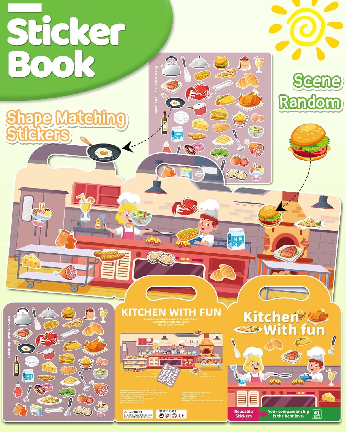 Benresive Reusable Sticker Books for Toddlers, Fun Travel Stickers for Kids, Toddler Sticker Book, Crafts Activities for Toddlers, 3 and Up Birthady Gifts - Vehicle