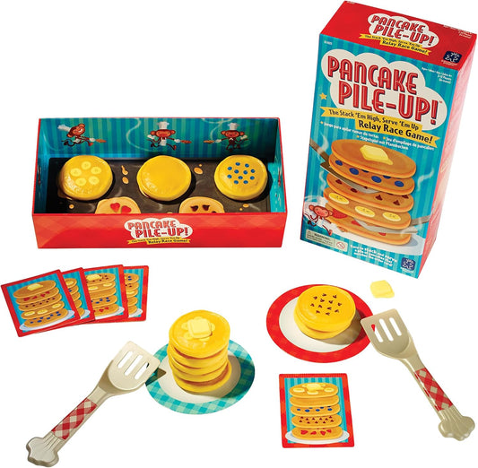 Educational Insights Pancake Pile-Up - Relay Race Games for Kids, Gross Motor Preschool Games for 4 Year Olds, Birthday Party Activities, Matching and Patterning Toddler Game
