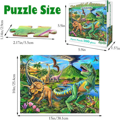 Puzzles for Kids Ages 4-8 Year Old,100 Piece Dinosaur Jigsaw Puzzle for Toddler Children Learning Educational Puzzles Toys for Boys and Girls - Every Piece is Unique
