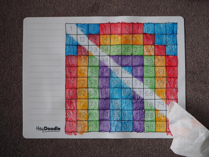 HeyDoodle Into The Wild Classic Doodle Mat – Reusable Silicone Alphabet Coloring Mat for Toddlers and Kids – Educational Animal Activity Pad with 9 Markers – Mess-Free Travel Toy – Ages 3-7