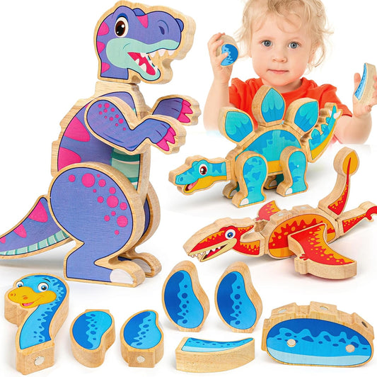Robot Toys for Kids 3-5,Montessori Wooden Learning Toy with Take Apart Features Robots,STEM Educational Play Fine Motor Games for Toddler Boys Girls