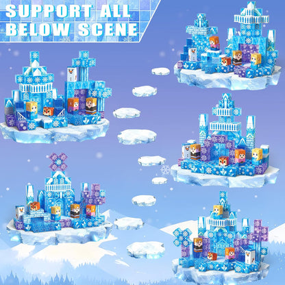 Magnetic Blocks, 150PCS Magnetic Building Blocks, Stacking Magnets for Kids, Sensory Toy for STEM Constructions Magnet Blocks for Girls Age 3+, Christmas Birthday Gifts (Snow Castle)