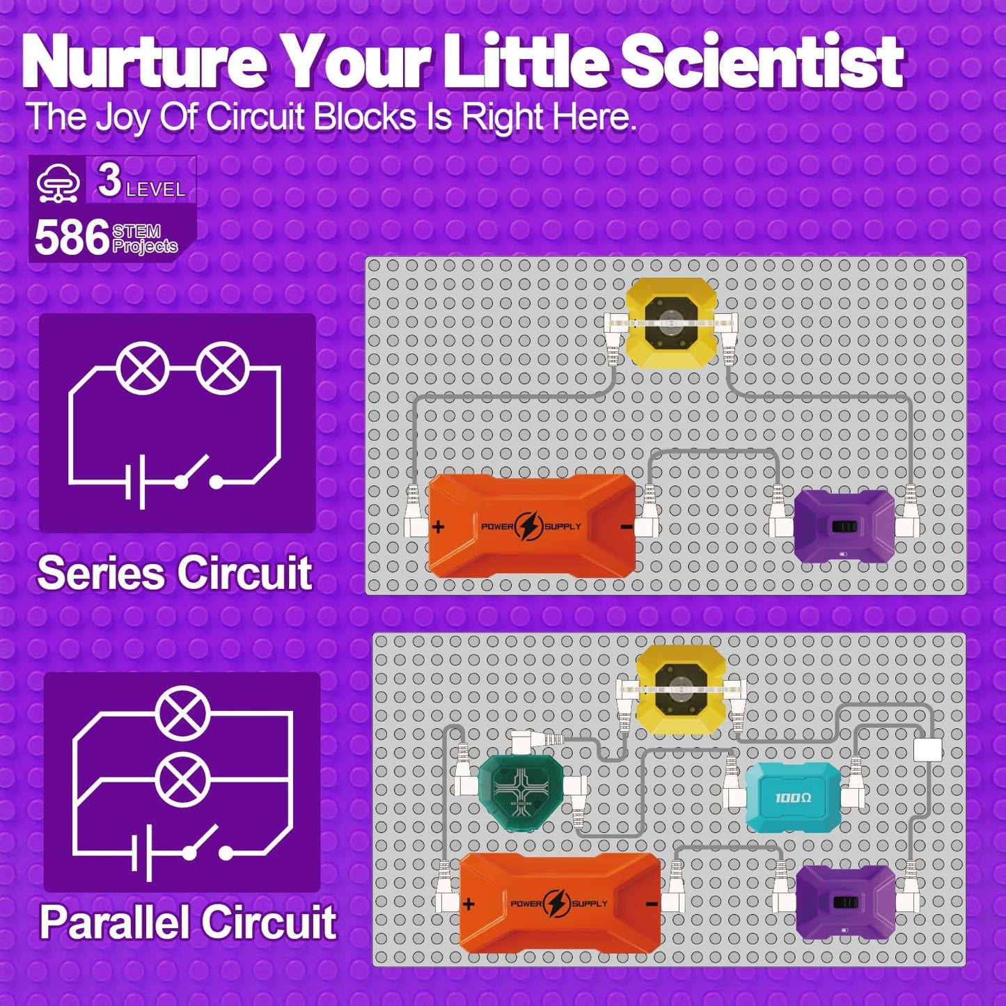 Gohero Circuits Science Kit，76 STEM Projects,Science Experiments for Kids with Fan, RGB Lights,Learning & Education toysKids Circuit Board for Kids(586 Projects+)
