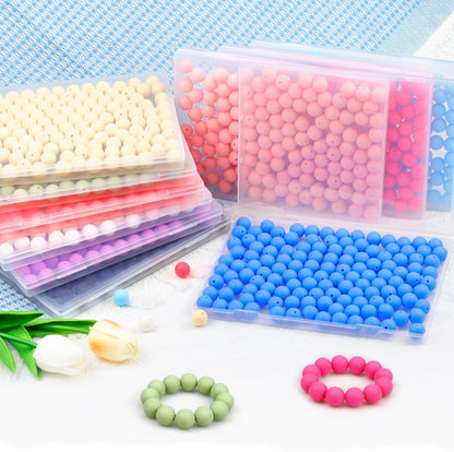 120PCS FIVEIZERO Silicone Beads for Keychain Making, 15mm Glacier Gray Round Silicone Rubber Focal Beads Bulk for DIY Crafts, Bracelets, Necklaces, and Pens
