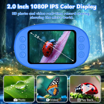 1000X Handheld Microscope for Kids: Pocket Digital Microscope with 1080P&2.0''IPS Screen&Photo/Video - Portable Edu Science Kits for Girls Boys - STEM Toys Birthday Gifts Ages 3-6 6-12(Orange)