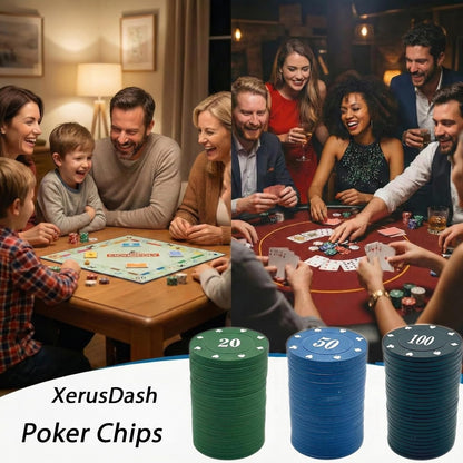 100-Piece Numbered Poker Chips Set with Clear Acrylic Case, 5/10/20/50/100 Denominations, Durable ABS Plastic Gaming Tokens for Texas Hold'em, Blackjack, Math Counting and Party Games