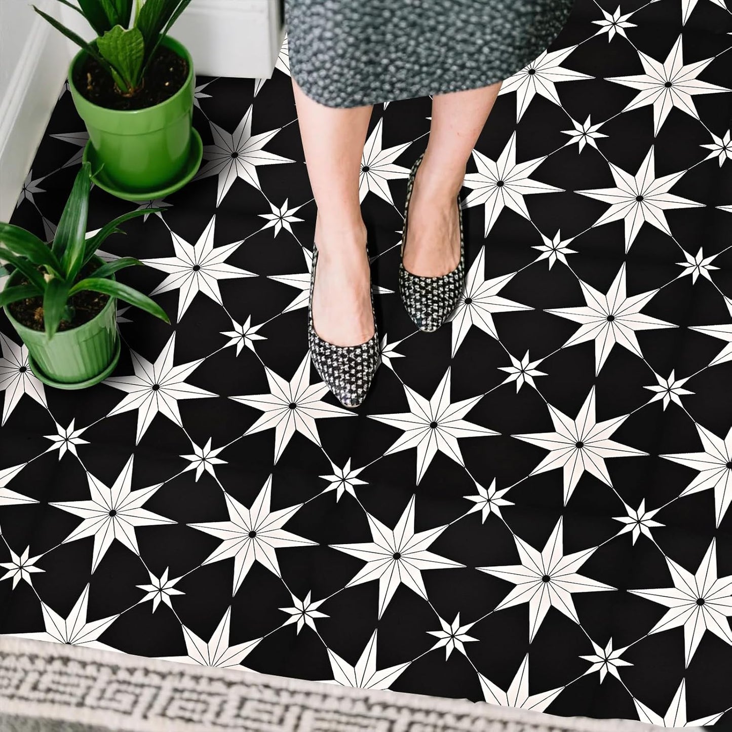 Peel and Stick Floor Tiles, Vinyl Flooring Waterproof for Bathroom Kitchen Bedrooms Living Room Fireplace Wall RV (10, White, 11.8" x 11.8")