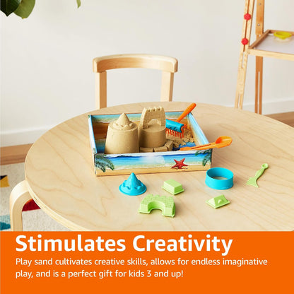 Amazon Basics 11 Piece Moldable Sensory Sand Toy Kit with Castle Molds and Tools, 3lbs Blue Color, for Kids Ages 3 and Up