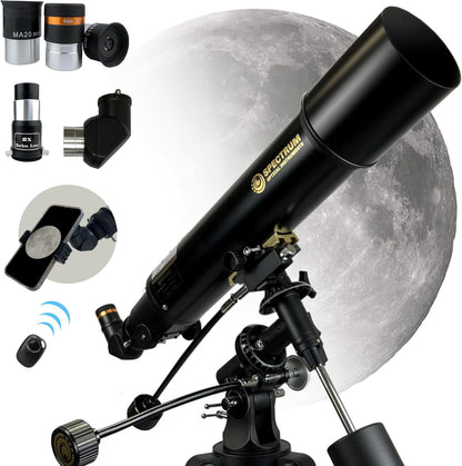 SpectrumOI Telescope for Kids, Telescope for Adults Astronomy Gifts for Kids 8-12 - Premium Refractor 70mm Aperture with Carry Bag and Phone Holder