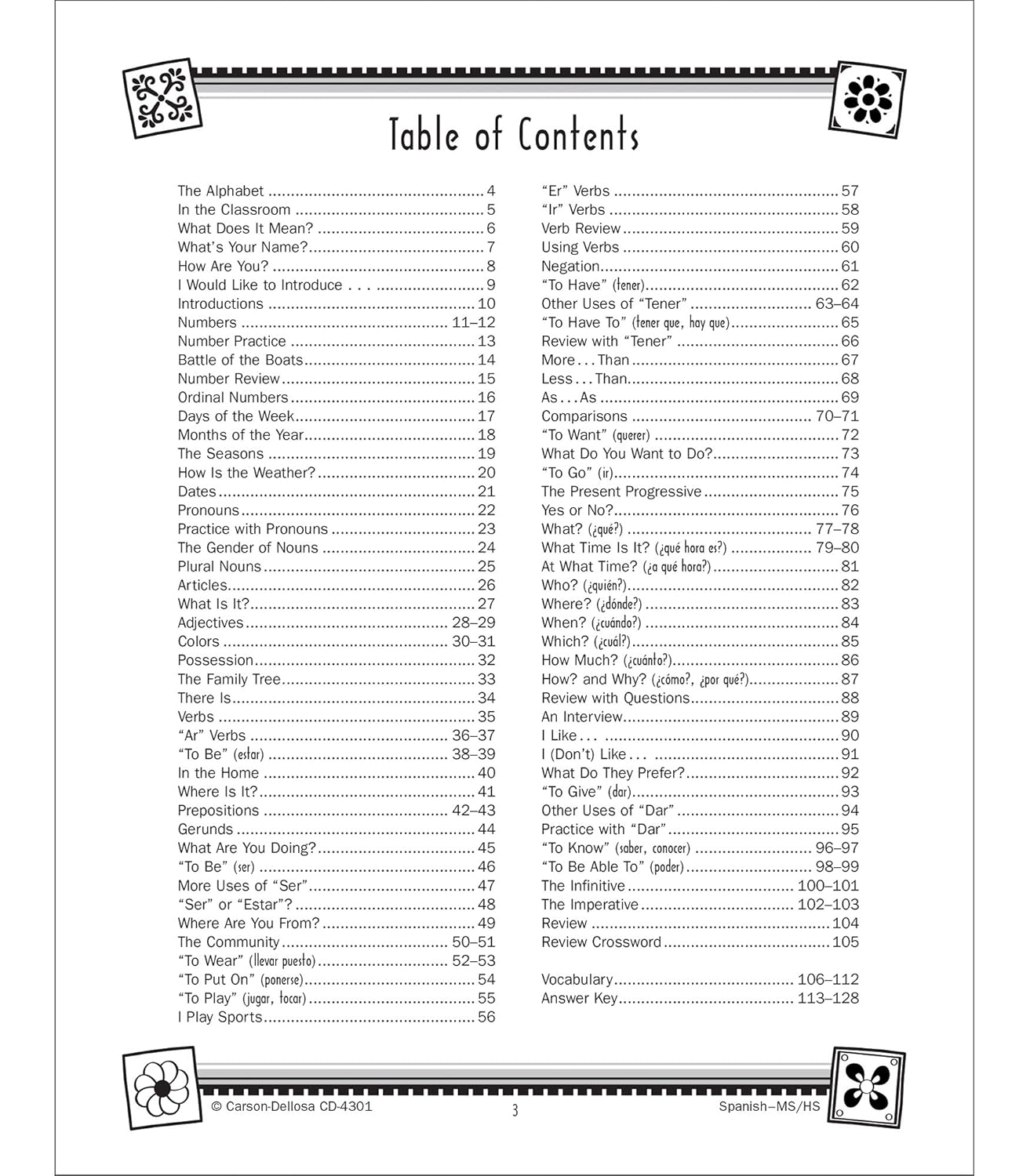 Carson Dellosa Skills for Success Spanish Workbook, Parts of Speech, Grammar, Sentence Building Skills, and More, Middle and High School Classroom or Homeschool Curriculum