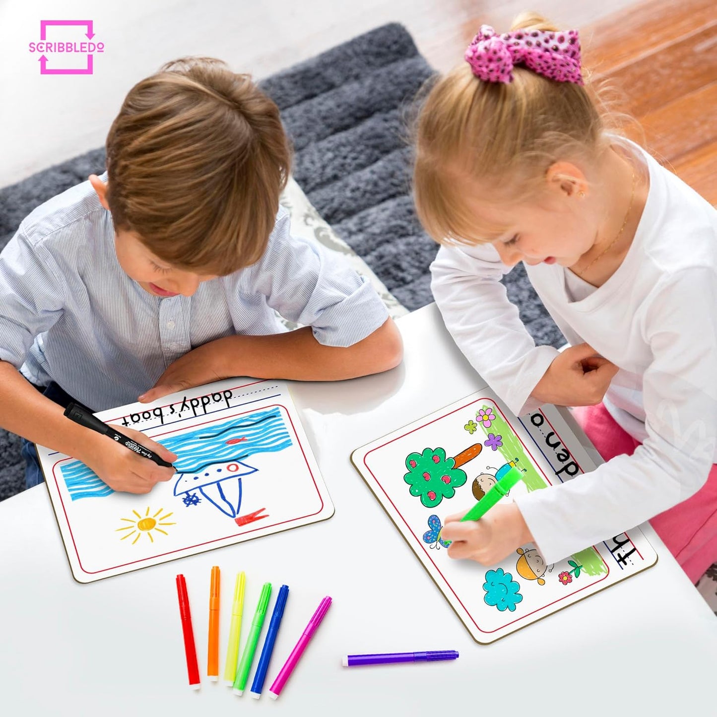 Scribbledo Double Sided Whiteboard Lined Dry Erase Board for Kids Ruled Writing Board Handwriting Practice Small White 9x12 Dry Erase Board with Lines Education Teacher Supplies