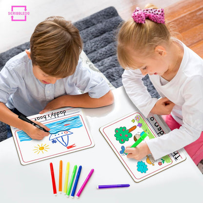 Scribbledo Double Sided Whiteboard Lined Dry Erase Board for Kids Ruled Writing Board Handwriting Practice Small White 9x12 Dry Erase Board with Lines Education Teacher Supplies
