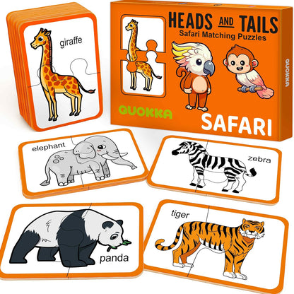 QUOKKA Toddler Puzzles Ages 2-4 – 100% Self-Correcting 16 Matching Pairs of Wood Animals – Educational Toddler Puzzles Ages 1-3 with 32 Pieces - Memory Matching Games for 3-5 Years Old Boys and Girls