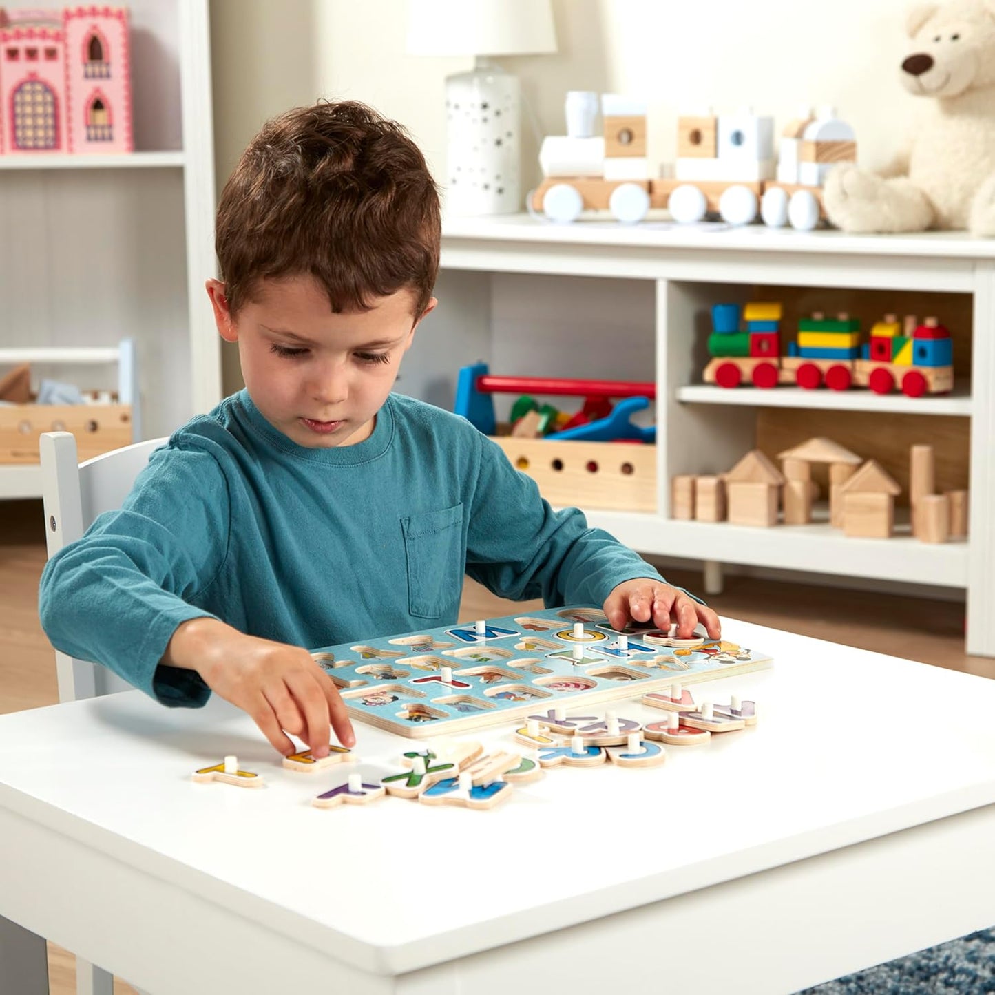Melissa & Doug Disney Classics Alphabet Wooden Peg Puzzle (26 pcs)