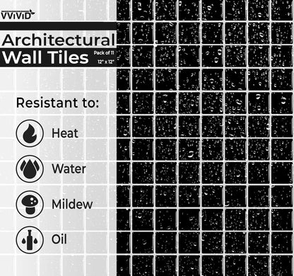 VViViD 11 Sheets Peel and Stick Grey Gloss Faux Ceramic Brick Wall Tiles, Self Adhesive Backsplash 12”x12”, 2mm Thick Kitchen, Bathroom (11 sq. ft.)