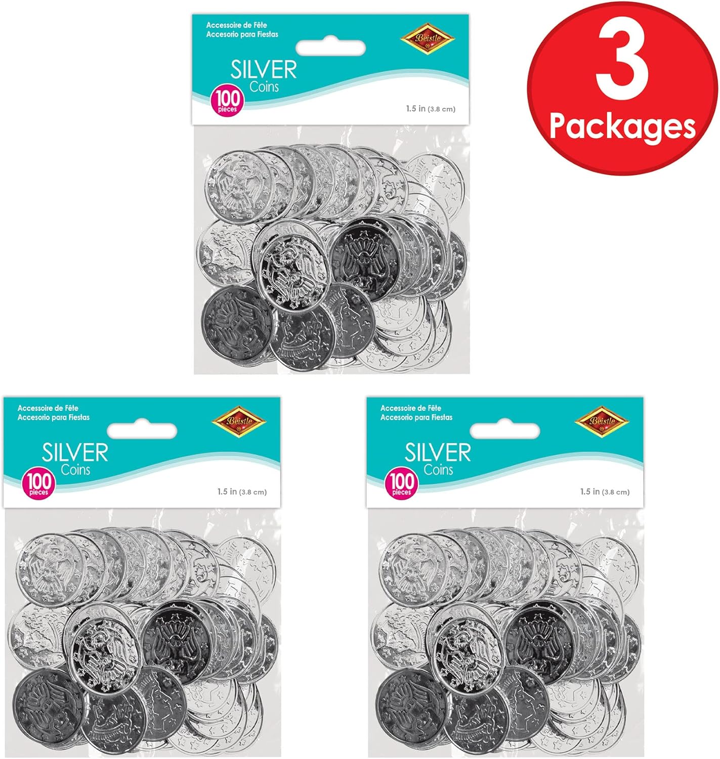 Beistle 200 Piece Embossed Plastic Coins For Pirate Treasure Chest Favors, Casino Theme Decorations