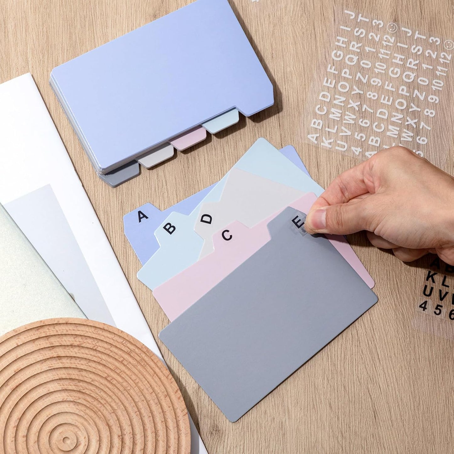 Harloon 50 Pack 3 x 5 Inch Index Card Dividers with 2 Number Alphabet Sticker with Tab, Dry Erase Index Card Guide Set, Photo Recipe Divider for Office Business Back to School Supplies, Candy Color