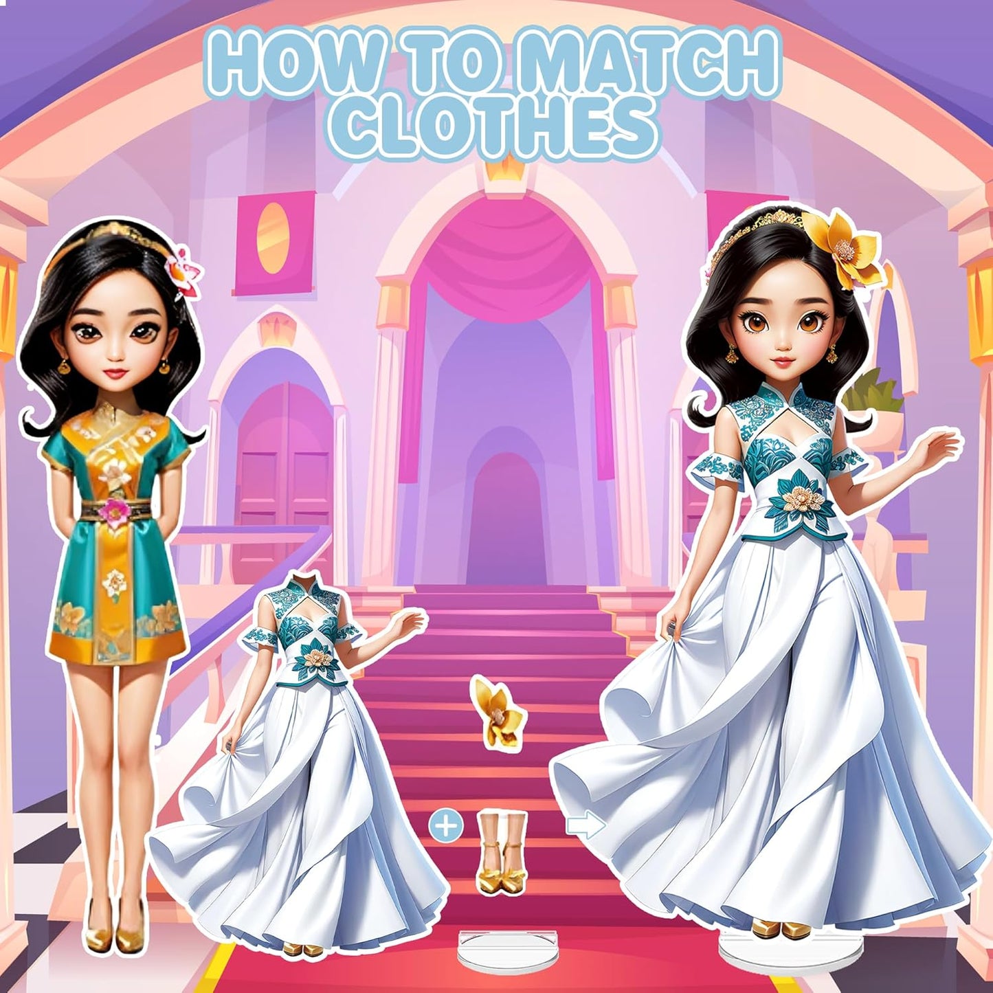 Magnetic Dress Up Dolls for Girls - Princess Magnet Paper Dolls Book with 3D City Buildings - Travel Car Trip Quiet Book Game Toys Easter Birthday Gifts for Kids Toddlers Ages 3 4 5 6 7(Style C)