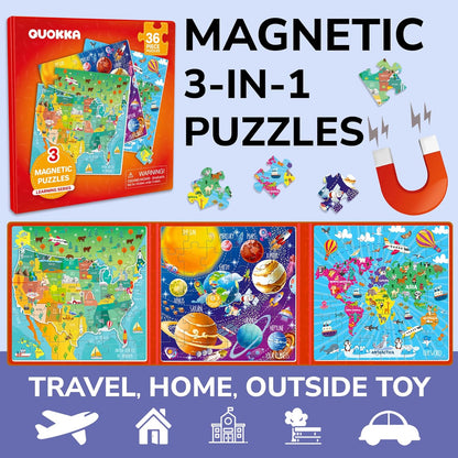 QUOKKA Magnetic Puzzles for Kids Ages 4-6 – Magnetic Fractions Learning Set for Kids 6-12 – Math Games for Homeschooling, Classrooms & Travel – 110 Magnets, 12 Task Pages, Marker – Toddler Travel Toys