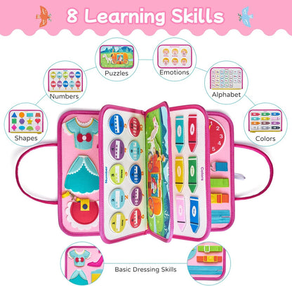 Freebear Busy Board Toddler Travel Toys Sensory Toys for Toddlers 1 2 3 4, Montessori Learning Toys for Toddlers Activities Board, Educational Toys for 3 4 Year Old Boys Girls Gift, Dinosaur