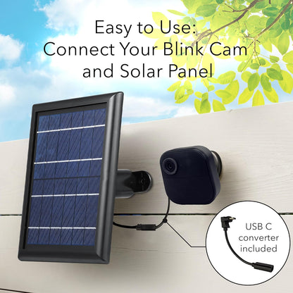 Wasserstein Solar Panel with Internal Battery - Compatible with Blink Outdoor 3/4 & Blink Outdoor 2K+ (New Model) (Black) - Camera NOT Included