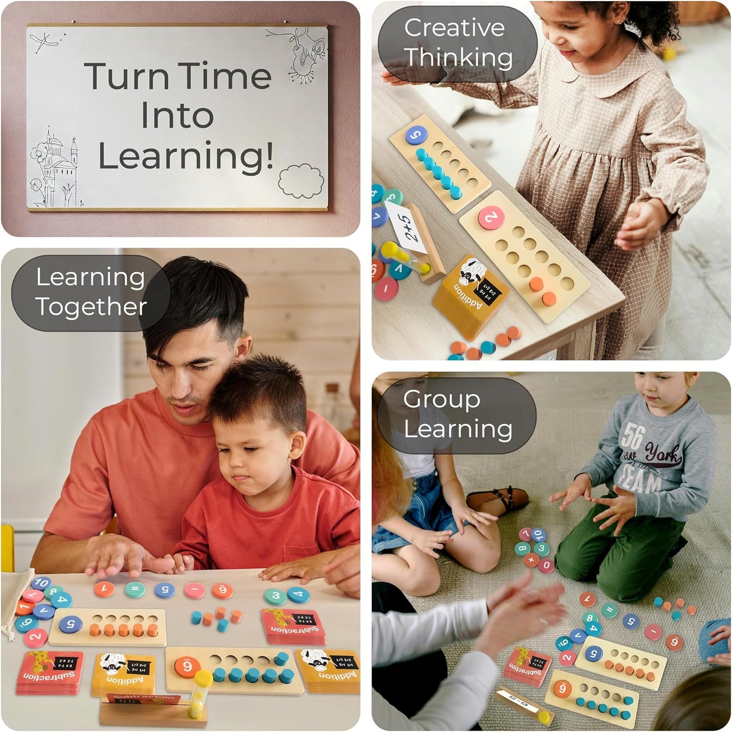 Wooden Sorting and Stacking Toy for Toddlers - 143-Piece Montessori Inspired Counting Game - ASTM F963-23 Certified Screen-Free Play Set for Home Learning Gift for Kids Boys Girls 3-5 Five Ten Frame