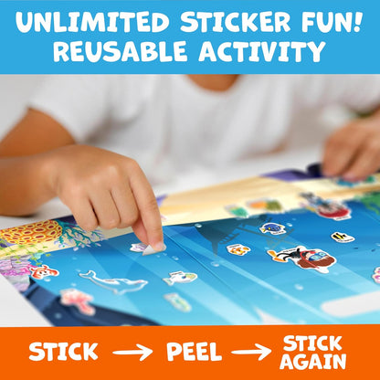 Sticker Book for Toddlers 1-3 - Reusable Sticker Book for Toddlers 2-4 Years, Stickers for Kids, Toddler Travel Toys, Airplane Toys for Toddler 1-3 - Birthday Gifts for 3 Year Old Boys, Girls 2-4