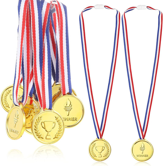 Caydo Gold Medals for Kids, Plastic Medals for Awards Winner Award Medals for Children's Game Prizes, School Sports Games, Competitions, Family Gatherings(24PCS/100PCS)