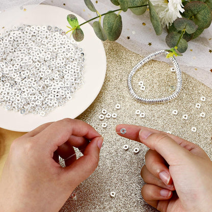 1500pcs 6mm Flat Round Spacer Beads Disc Loose Jewelry Making Beads for DIY Bracelet Necklace Earring Craft Supplies, Gold & Silver