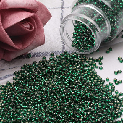 10100 Pcs Size 11/0 Glass Seed Beads, 2 mm Dark Green Small Mini Spacer Loose Pony Beads for Jewelry Making and DIY Crafts - Colors B