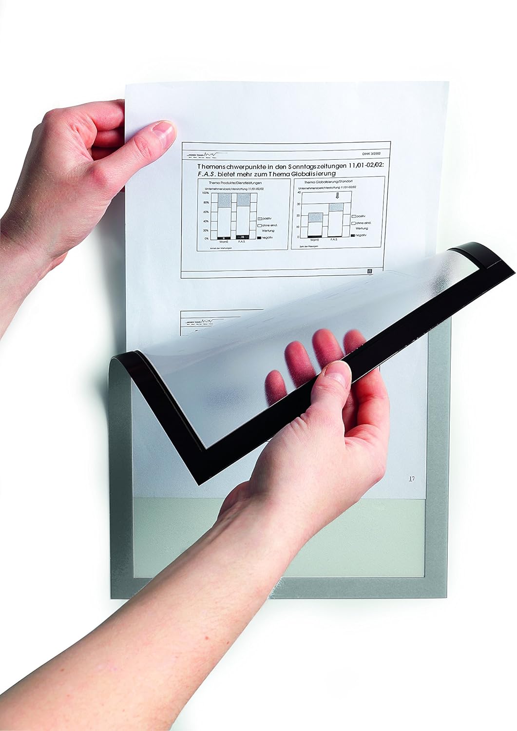 Durable Duraframe Sign Holder, Letter-Size 8.5" x 11" Inch, Black Magnetic Frame - Wall Mount, Pack of 2