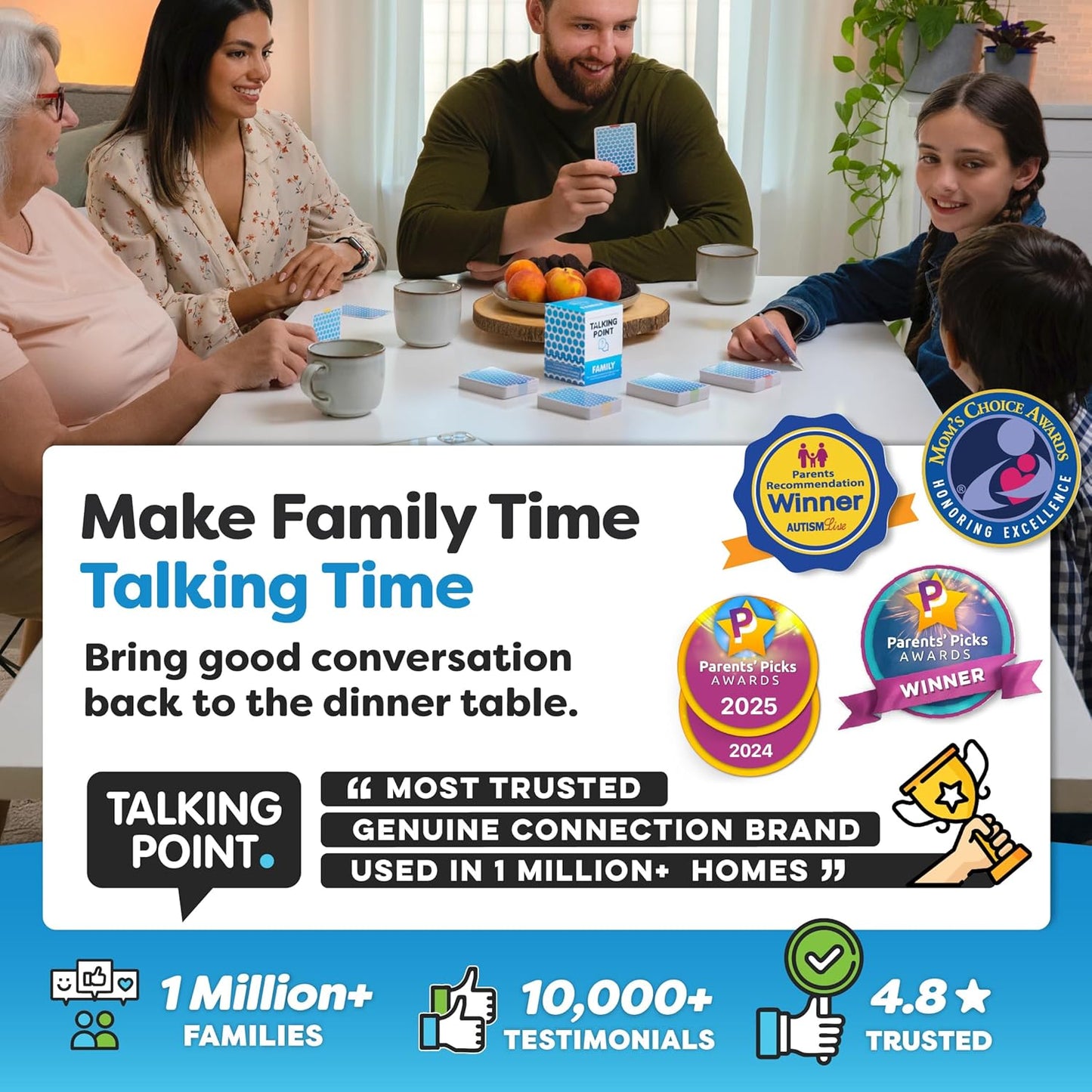 200 Family Conversation Cards - Put Down The Phones & Connect with Family - Get to Know Each Other Better with Meaningful Talk - Let Kids Express Themselves, Great for Dinner Table & Road Trips