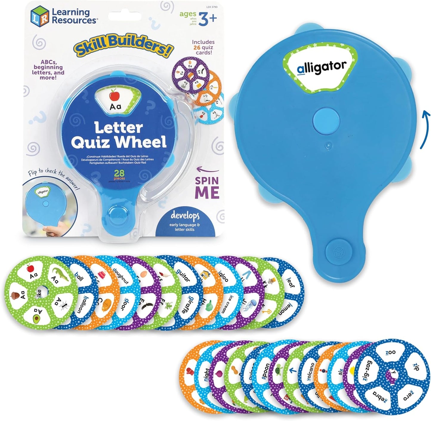 Learning Resources Skill Builders Letter Quiz Wheel, Alphabet Flash Cards, Reading Games, Sight Words Flash Cards Kindergarten, Ages 3 and Up