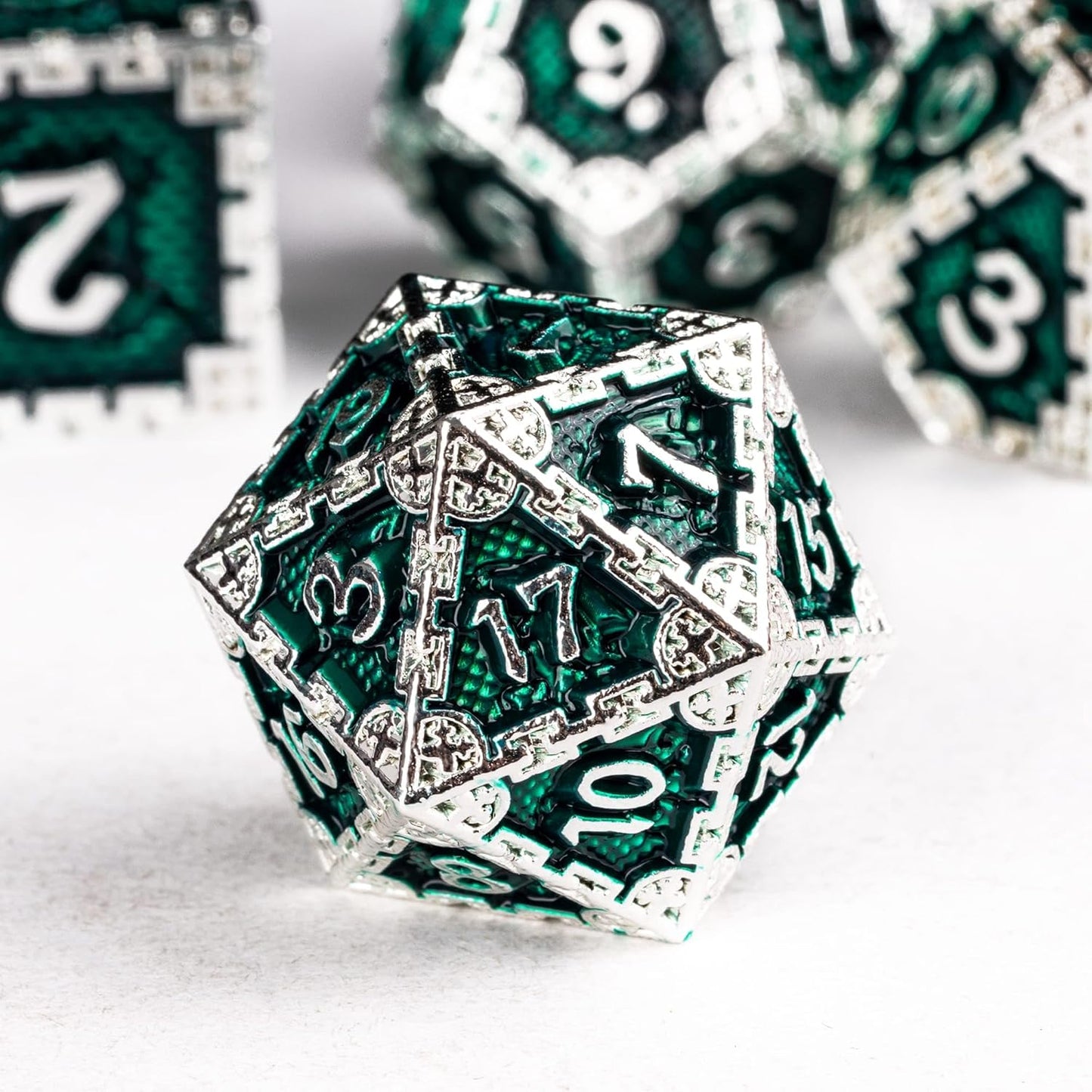 UDIXI Steampunk Metal Dice Set, 7 Die Polyhedral DND Dice Set for D&D Role Playing Game and Math Teaching (Ancient Copper)