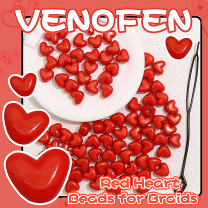 90PCS Light Pink Heart Beads for Braids Hair Jewelry Loc Dreadlock Accessories Cute Heart-Shaped Pony Bead