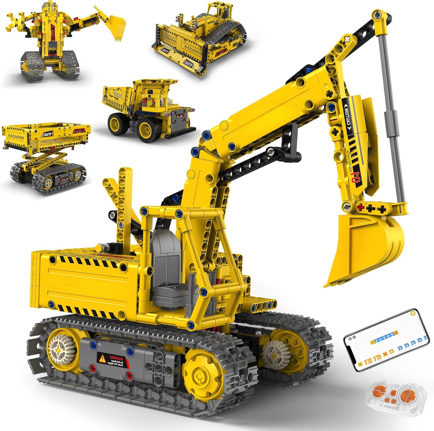 STEM Toys, App and Remote Control Excavator for Boys, Science Kit Robotics for Kids Ages 12-16, Educational RC Bulldozer Toy, STEM Kits for Kids Age 12-14, Construction Gift