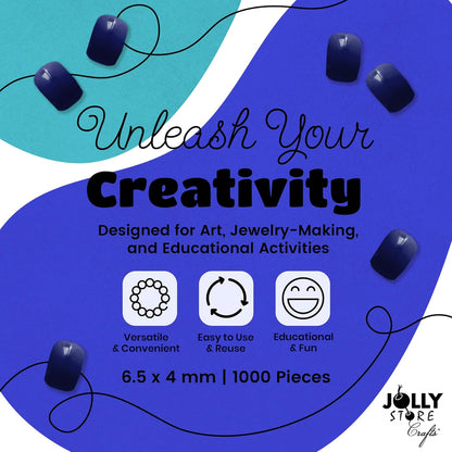 JOLLY STORE Crafts - Mini Pony Beads, Easy-to-Use Reusable Jewelry-Making/Bracelet Beads for Art, Craft Decorations & More, 6.5 x 4mm Beads, Crafted in The USA, Opaque Grey, 1000 pcs (Pack of 1)