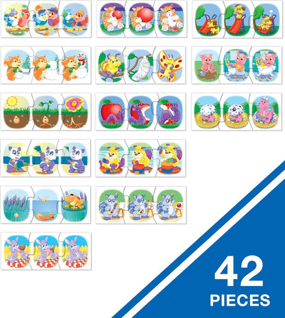 Carson Dellosa What Happens Next? Pre-Reading Puzzle Game Set, Colorful 3-Scene Picture Sequencing Phonics Game with 14 3-Scene Puzzles, Ages 4+ (42 pc)