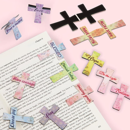Magnetic Bookmarks - Tumwisk 24PCS Bible Bookmark Christian Bookmarks Cross Bookmark Book Magnets, Magnetic Cross Page Holders for Bibles Study, Religious Gifts for Teacher Students Book Lovers