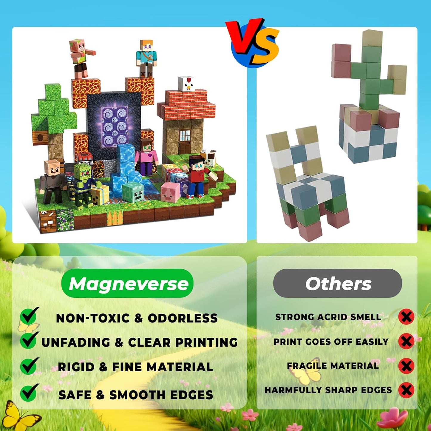 160 Pcs Magnetic Blocks - Magnetic Building Blocks for Kids Ages 4-8, Magnet Cubes Stacking Toy, Classroom STEM Toys, Birthday Gift for 3+ Year Old Boys Girls (Patent Pending)