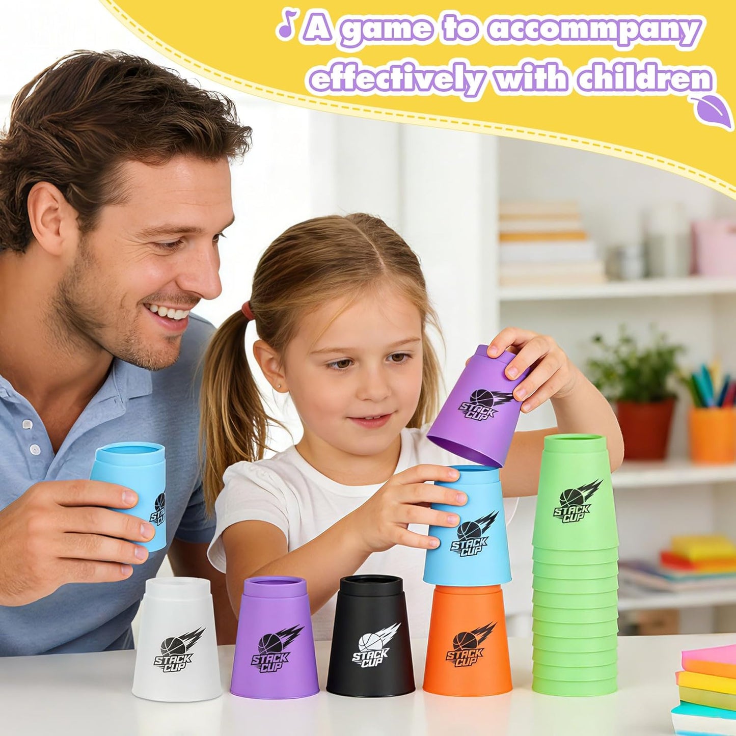 SEISSO Quick Stacking Cups, Stacking Cup Set Classic Stack Training Game Toys,12PCS Purple Stacking Cup Set for Boys Girls Kids