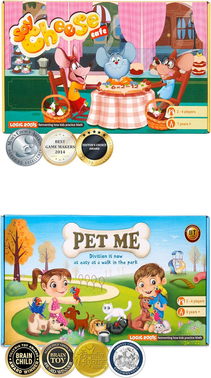 Multiplication and Division Game - Fun Math Board Game, Easy Start STEM Toy, Educational Gift for Kids (Girls & Boys), Homeschoolers, Grade 1 and Up (Pet Me)