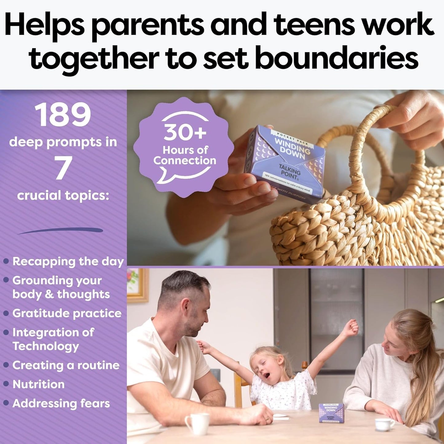 TALKING POINT CARDS 189 Engaging Prompts for Kids and Parents – Conversations to Relax, Reflect, and Connect Before Bedtime or After Busy Days – Mindfulness and Calm-Down Game for Families